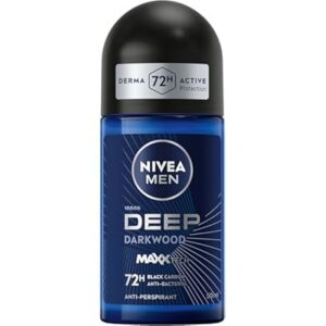 nivea men antiperspirant rollon for men deep black carbon antibacterial dark wood scent 50ml 61.6